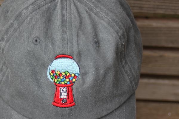 A gumball machine, bubblegum  Embroidered on a Baseball Hat Cap, Adjustable hat, adult, dad hat, trucker hat picture