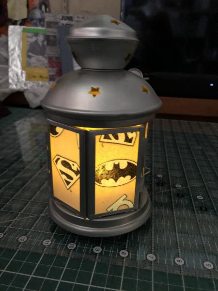 DC Superhero Logo Lantern, Nightlight. Perfect for bedside or bathrooms, includes battery tea light picture