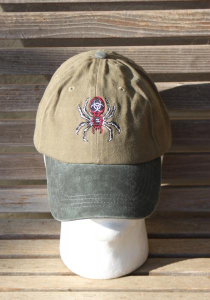 A spider is  Embroidered on a Baseball Hat Cap, Adjustable hat, adult, dad hat, trucker hat