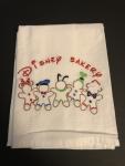 Disney Bakery embroidered on a white flour sack tea towel, dish towel, cotton,