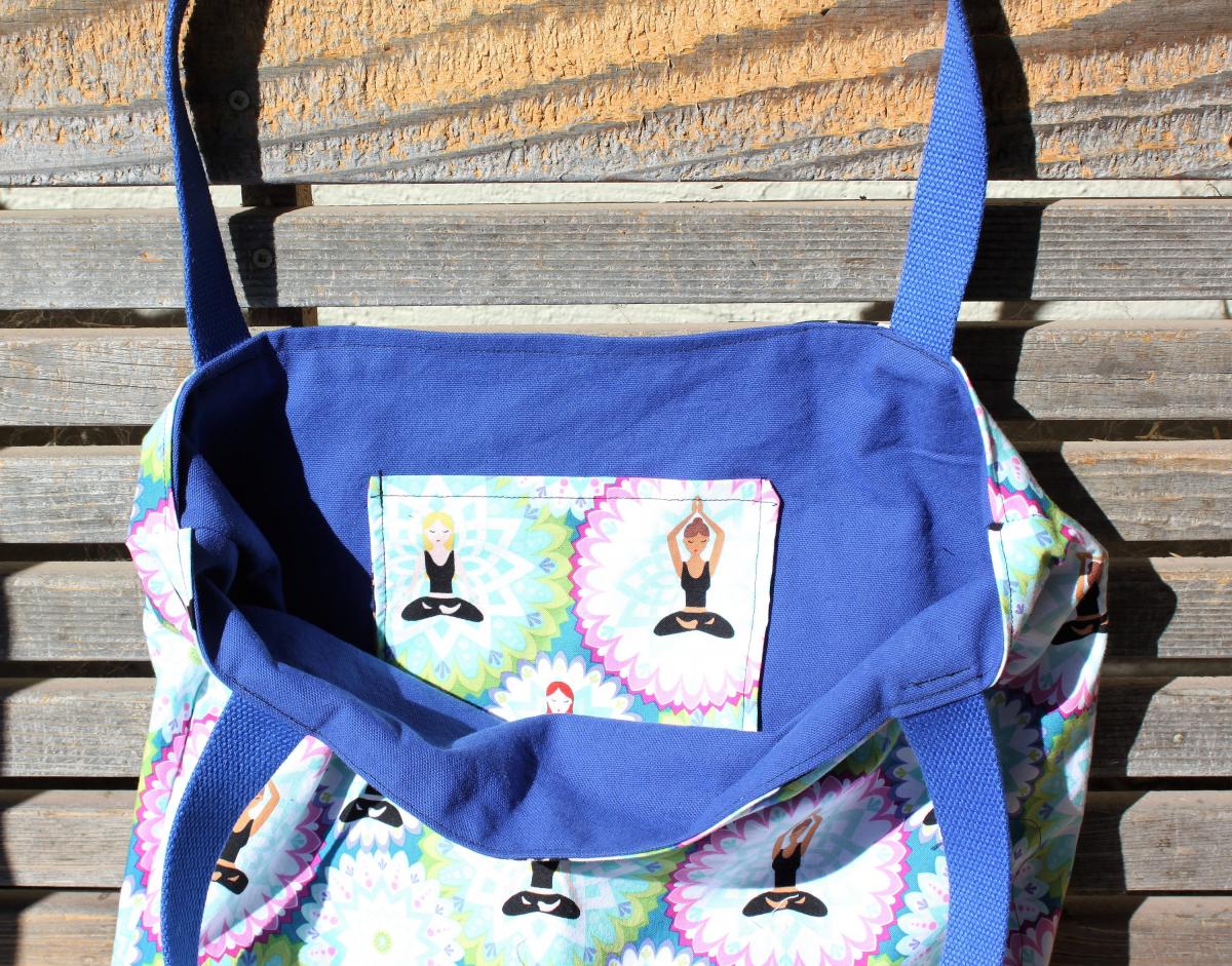 Yoga Meditation tote bag, Reusable shopping bag, Great for groceries, lunch, books, diapers, or overnight bag , Canvas lined and bottom picture