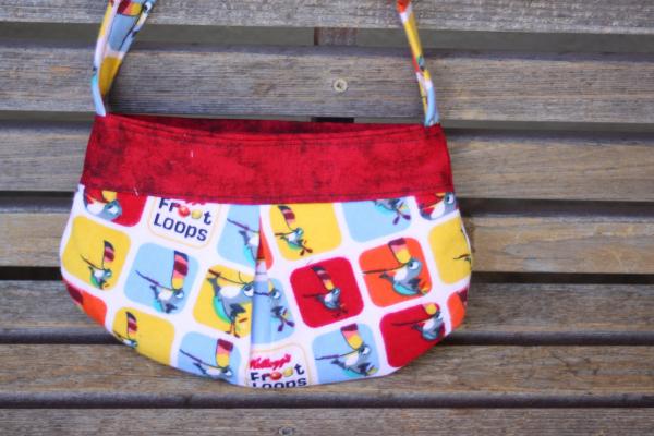 Froot Loops Cereal small bag, child sized or small purse.  Lined in Coordinated cotton picture