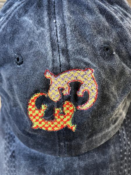 A pair of plaid lizard, gecko is  Embroidered on a Baseball Hat Cap, Adjustable hat, adult, dad hat, trucker hat picture