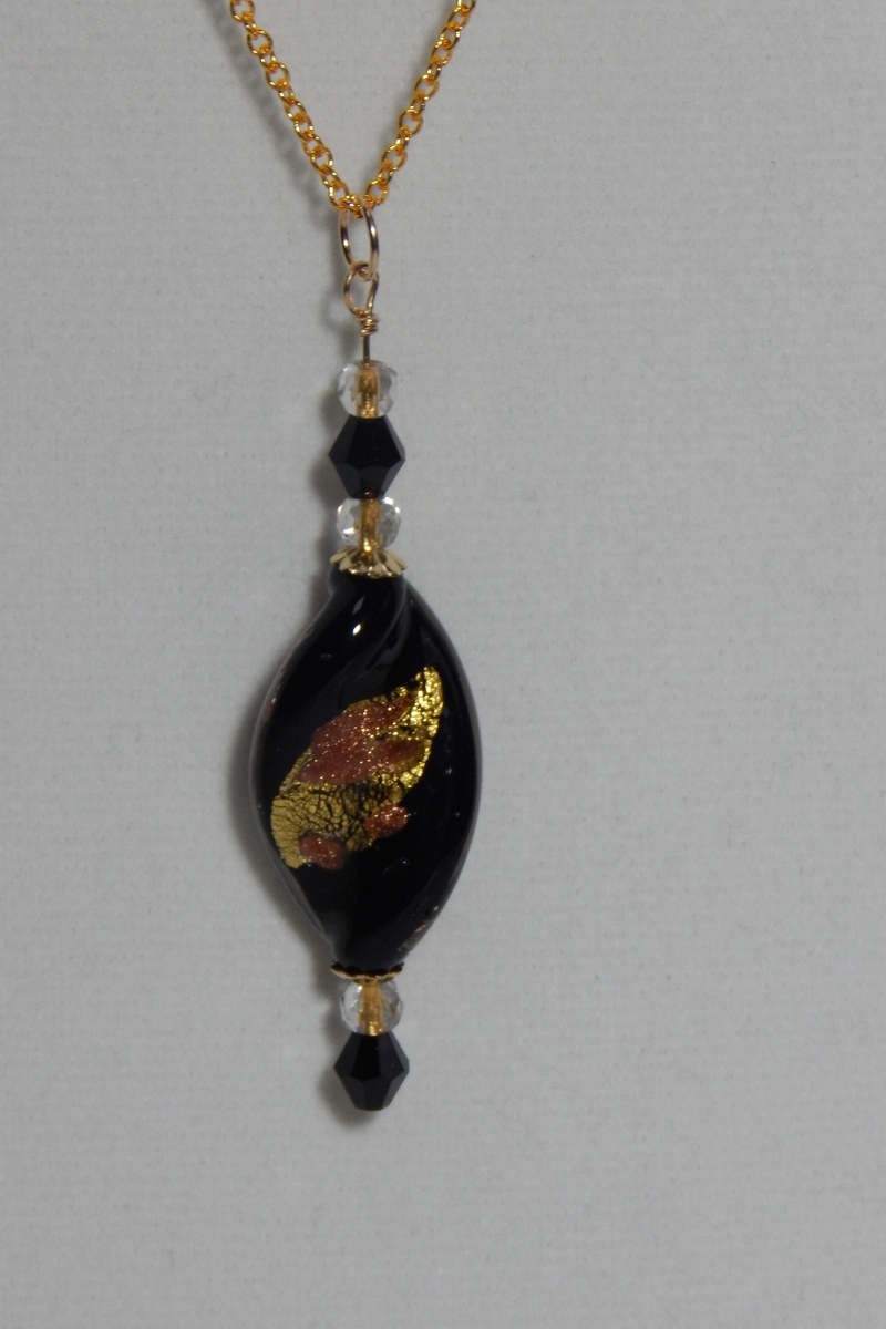 Venetian Glass Black with Gold and Silver picture