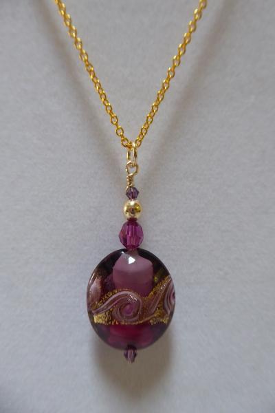 Venetian Glass Pink and Gold Rose Disc