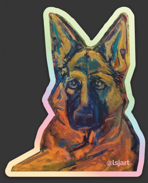 Festive Friend (German Shepard)  Stickers, Home Goods and Prints (reproductions)