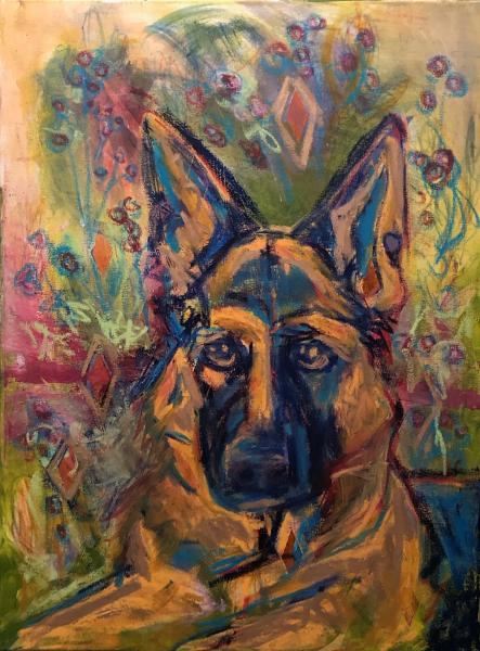 Festive Friend (German Shepard)  Stickers, Home Goods and Prints (reproductions) picture