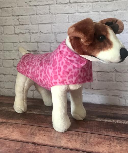 Pink cheetah fleece dog coat picture