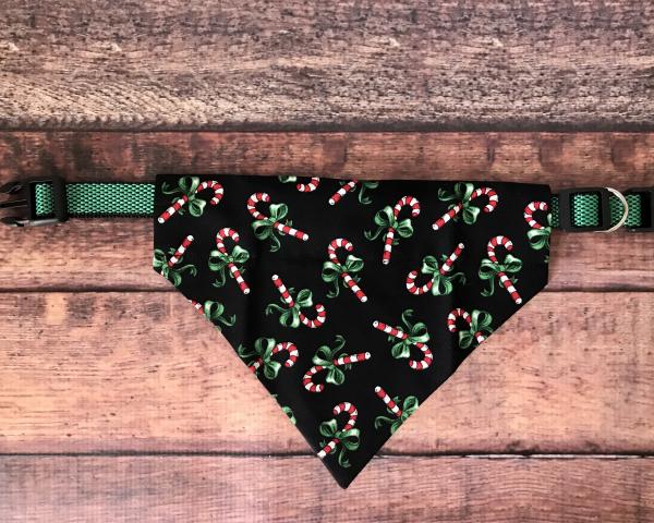 Holiday candy canes slip on dog bandana picture