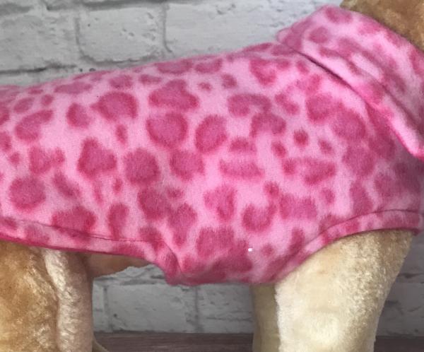 Pink cheetah fleece dog coat picture