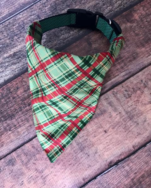 Holiday Plaid slip on collar dog bandana picture