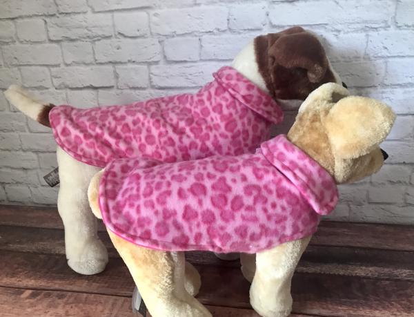 Pink cheetah fleece dog coat picture