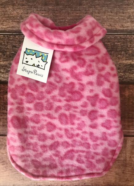 Pink cheetah fleece dog coat picture