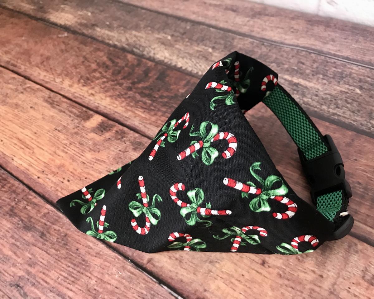 Holiday candy canes slip on dog bandana picture