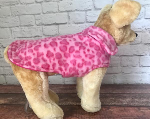 Pink cheetah fleece dog coat picture