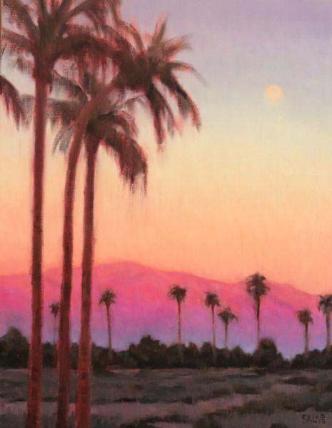 Moonrise Over the Palms 11" w x 14" h
