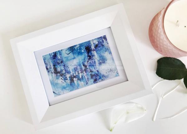 Glaciers Original Abstract Print in White Frame picture