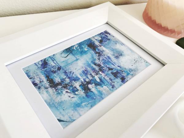 Glaciers Original Abstract Print in White Frame picture