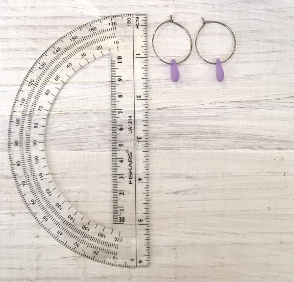 Purple Sea Glass Drop Hoop Earrings picture