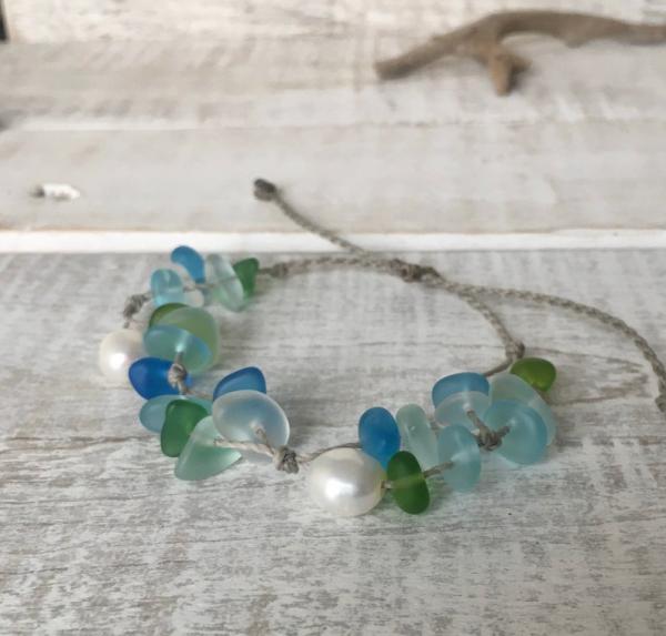 Costa Sol Sea Glass and Freshwater Pearl Bracelet or Anklet picture