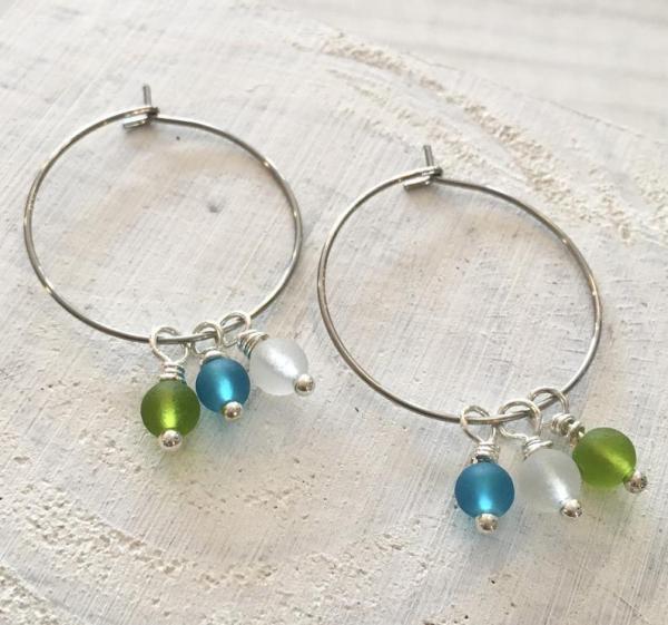 Trio Sea Glass Hoop Earrings picture