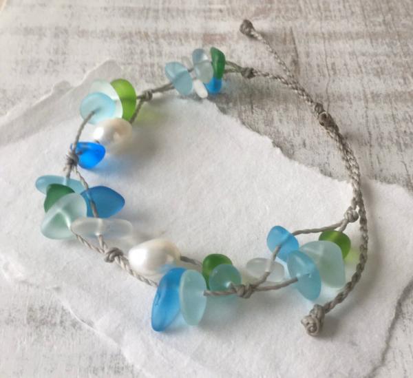 Costa Sol Sea Glass and Freshwater Pearl Bracelet or Anklet picture