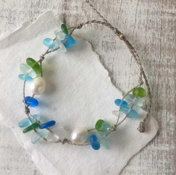 Costa Sol Sea Glass and Freshwater Pearl Bracelet or Anklet picture