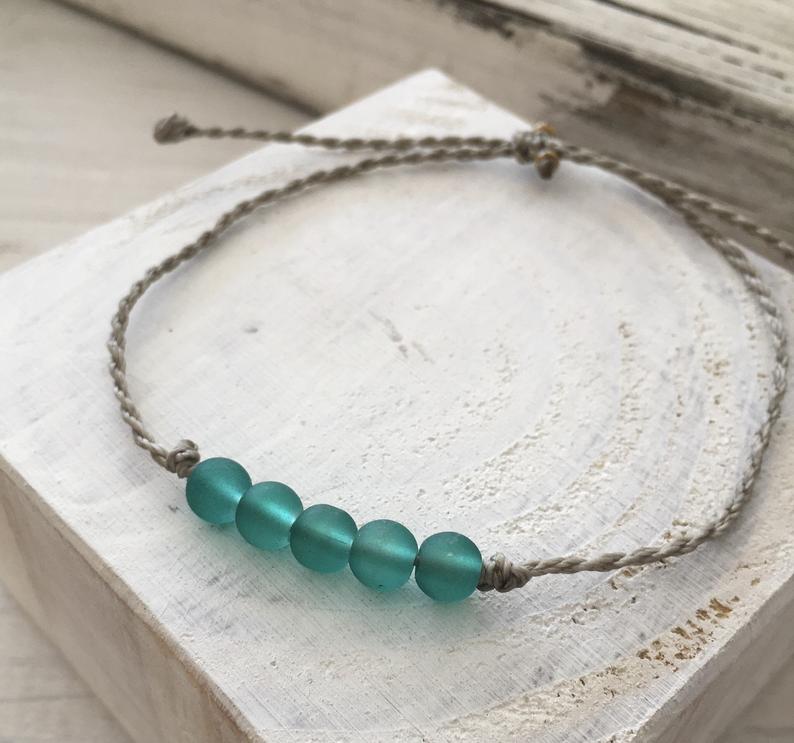 Cinco Sea Glass Ball Beach Bracelet or Anklet picture