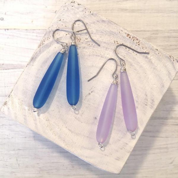 Long Teardrop Sea Glass Earrings picture