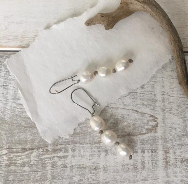 Triple Freshwater Pearl Drop Earrings