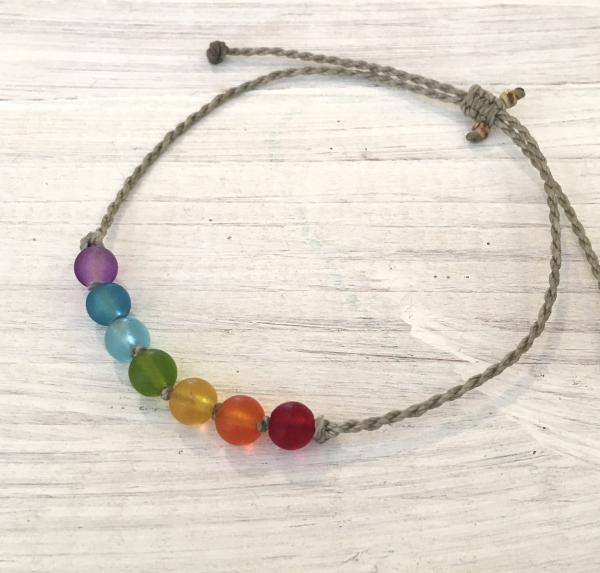 Rainbow Chakra Sea Glass Bracelet or Anklet picture