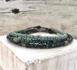 Seed Bead Leather Bracelet