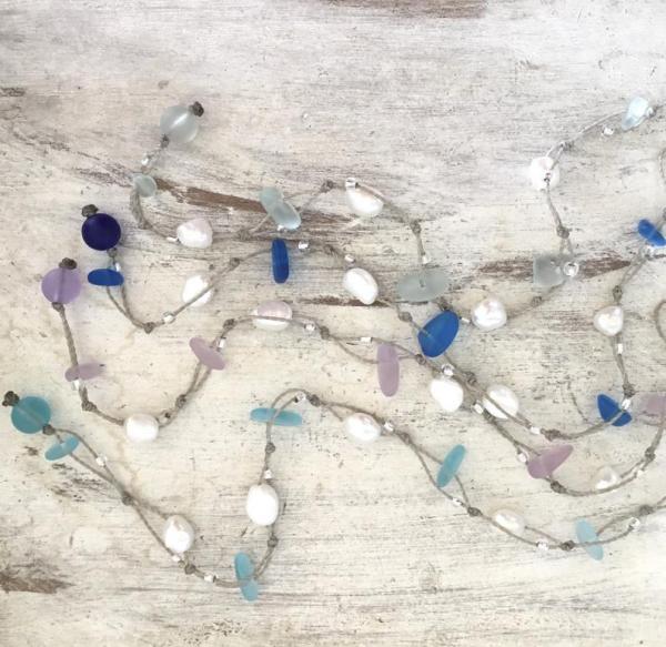 Freestyle Sea Glass and Pearl Wrap Bracelet or Anklet picture