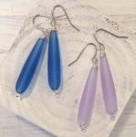 Long Teardrop Sea Glass Earrings