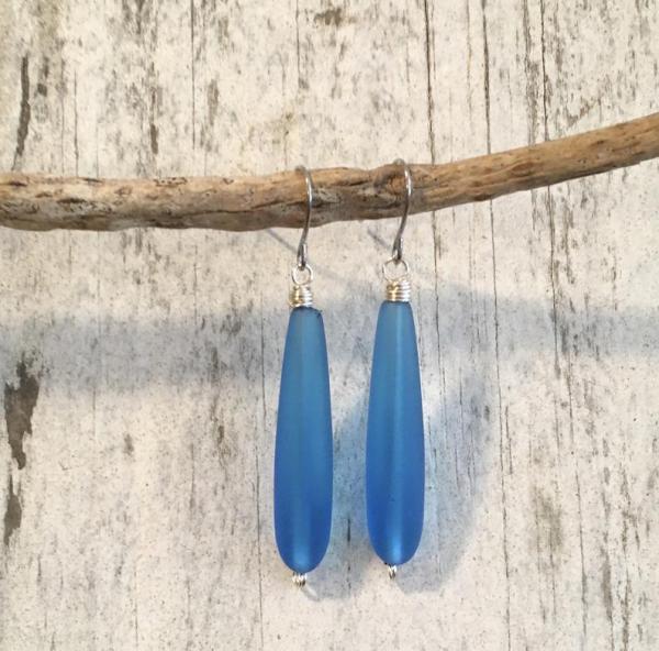 Long Teardrop Sea Glass Earrings picture