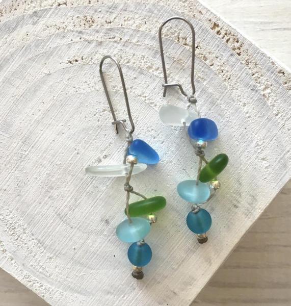 Fishtail Mermaid Sea Glass Earrings - Short picture