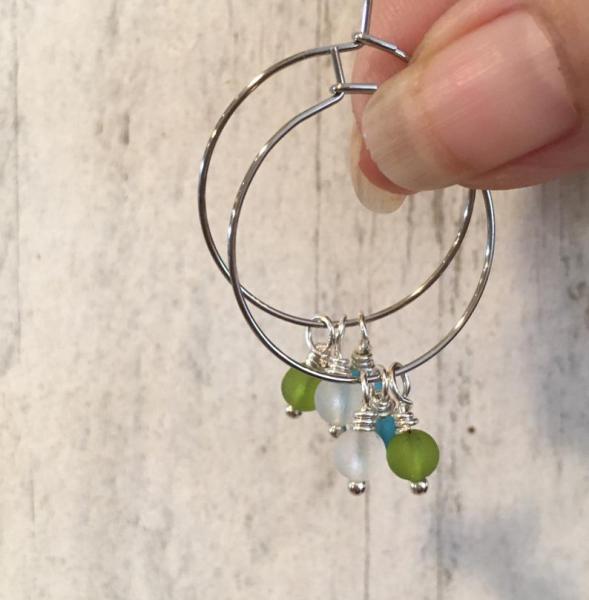 Trio Sea Glass Hoop Earrings picture