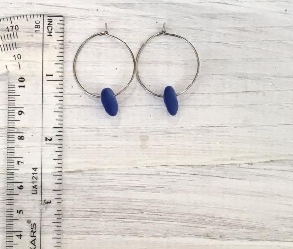 Cornflower Blue Sea Glass Drop Hoop Earrings picture