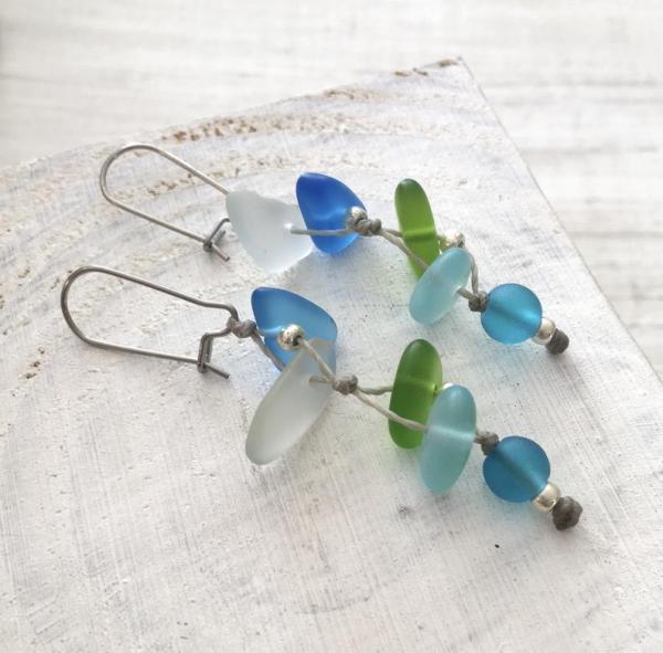 Fishtail Mermaid Sea Glass Earrings - Short picture