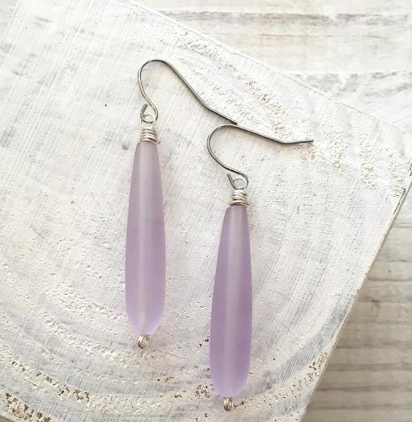 Long Teardrop Sea Glass Earrings picture