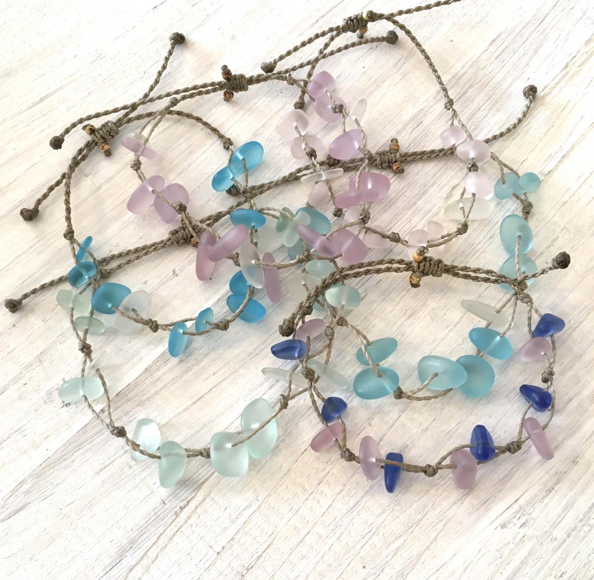 Del Mar Sea Glass Bracelet or Anklet- Choice of Color picture