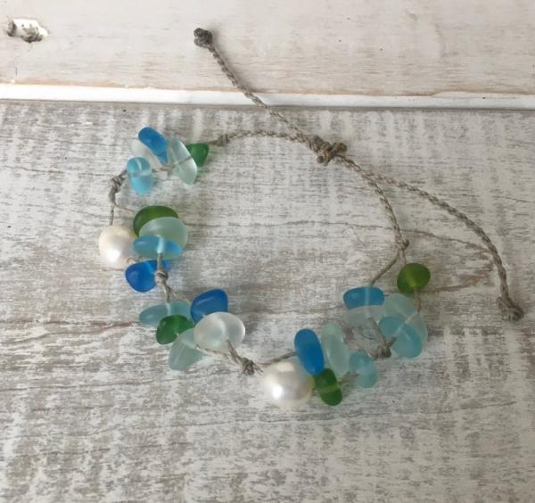Costa Sol Sea Glass and Freshwater Pearl Bracelet or Anklet picture