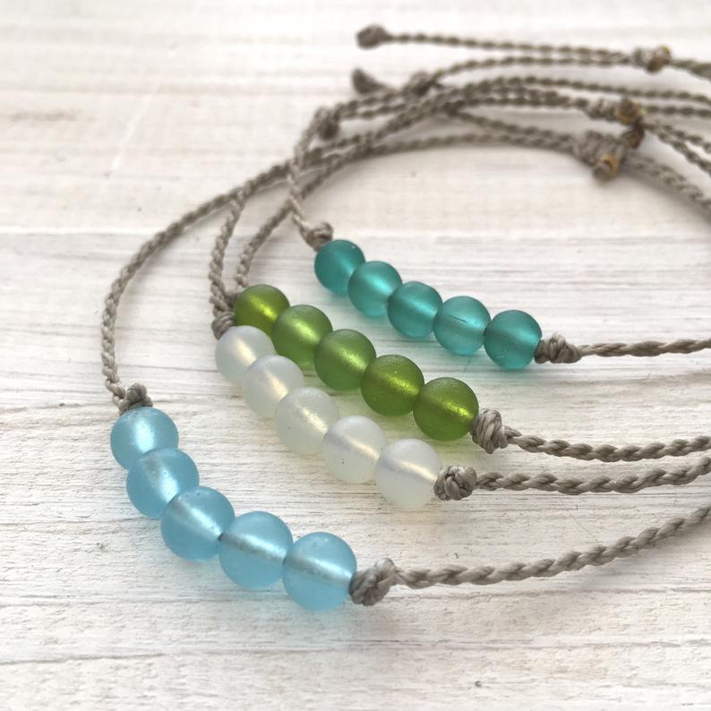 Cinco Sea Glass Ball Beach Bracelet or Anklet picture