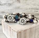 Sea Glass & Pearl Leather Wrap Bracelet