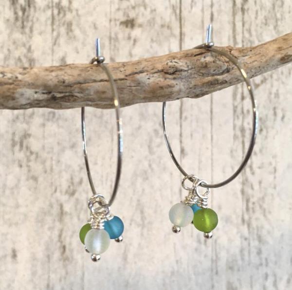 Trio Sea Glass Hoop Earrings picture