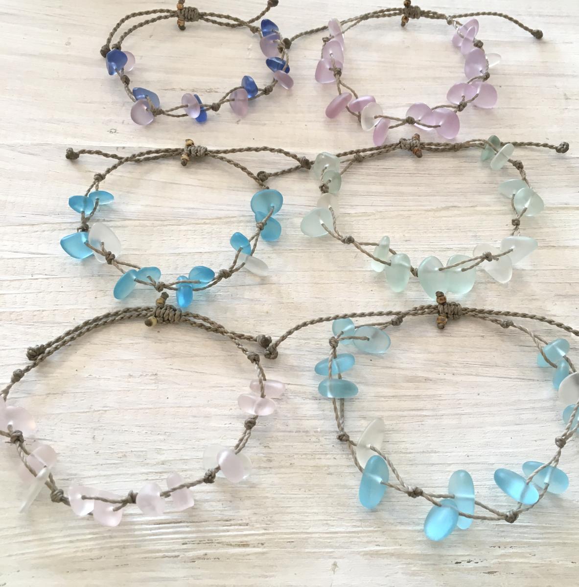 Del Mar Sea Glass Bracelet or Anklet- Choice of Color picture