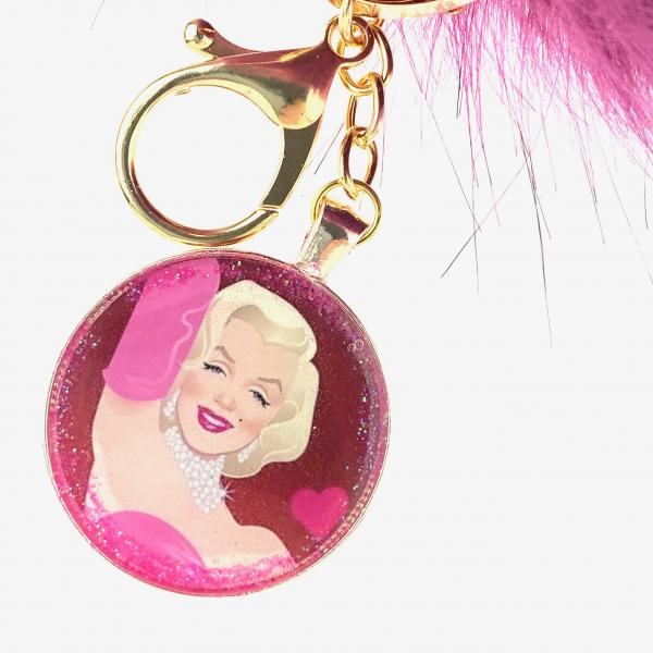 Marilyn Glitter Pom Pom Keychain