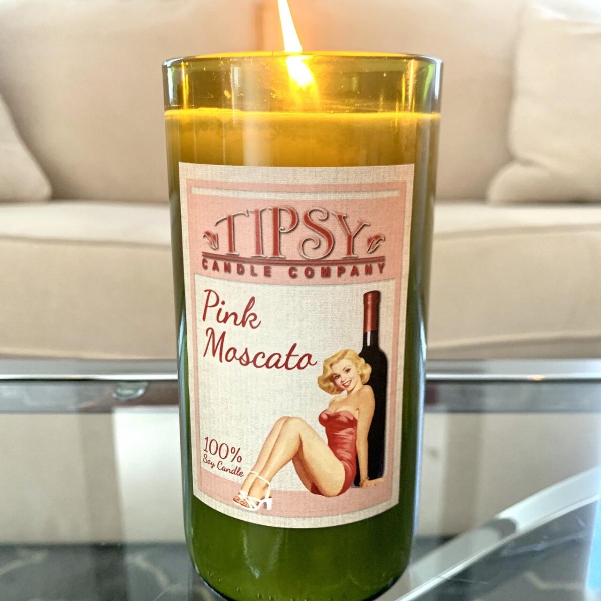 Pink Moscato | Soy Wine Bottle Candle picture