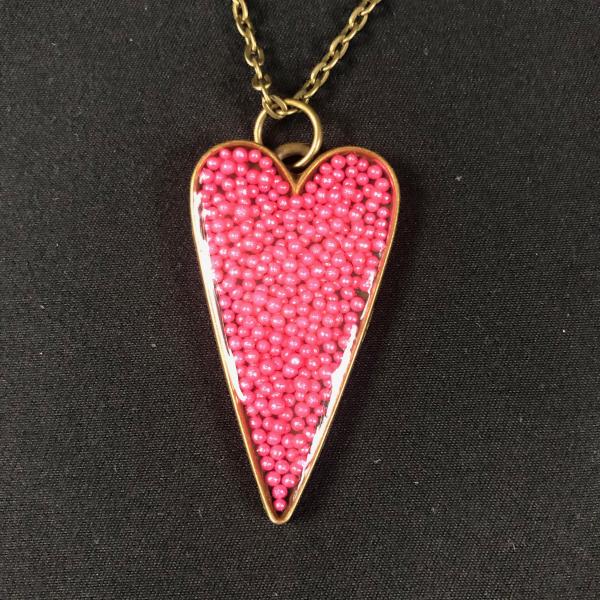 Hot Pink Sprinkle Heart Vintage Bronze