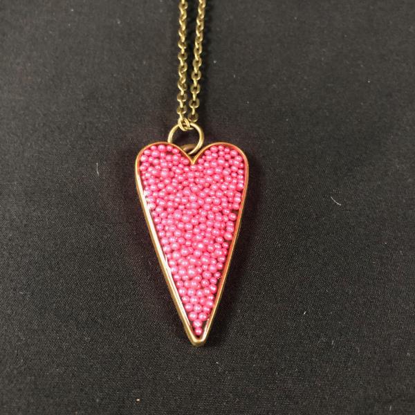 Hot Pink Sprinkle Heart Vintage Bronze picture